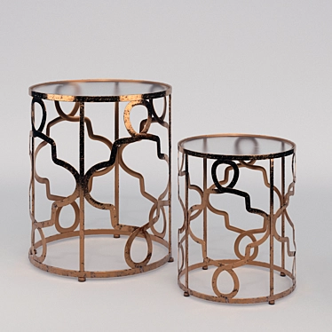 Golden Otto Side Tables - Set of 2 3D model image 1 