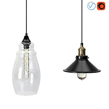 Scandi-Style 3D Ceiling Lamps 3D model image 1 