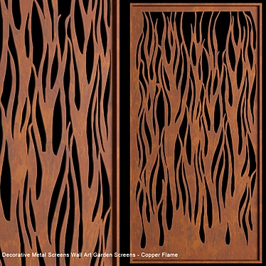 Copper Flame Metal Garden Screen 3D model image 1 