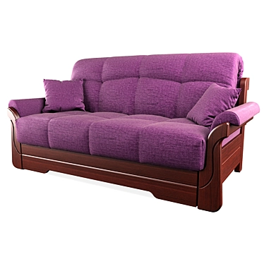 Accordion Sofa with Wood Armrests - GARWOOD 3D model image 1 
