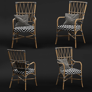 Elegantly Crafted Criss Cross Rattan Chair 3D model image 1 