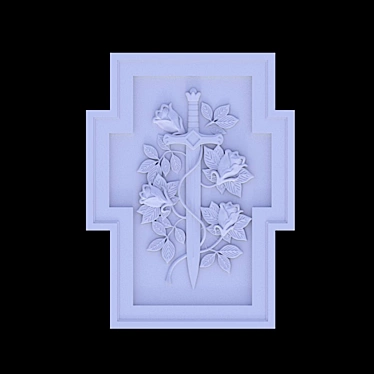 Sword & Roses Decor Panel 3D model image 1 