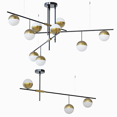 Sleek TECHNUM Pendant Lamp with Ball-shaped Shades 3D model image 1 