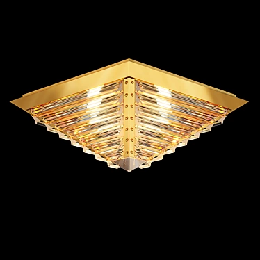 Elegant Gold Crystal Ceiling Lamp 3D model image 1 