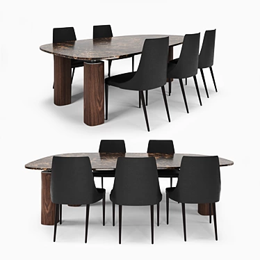 Elegant Poltrona Fraa Table & Shantal Chair Combo 3D model image 1 
