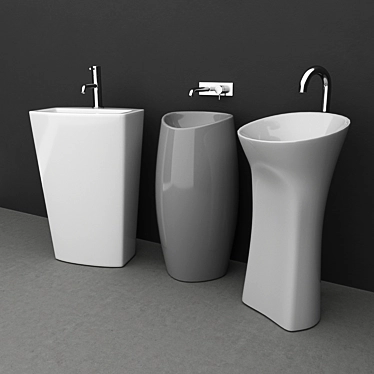 Modern Floor Wash Basin Set 3D model image 1 