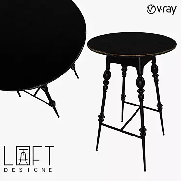 Industrial Metal Bar Table 63cm Diameter 3D model image 1 