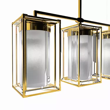 Elegant Gold Glass Chandelier 3D model image 1 