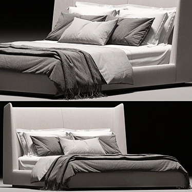 Elegant Midnight King-size Bed 3D model image 1 