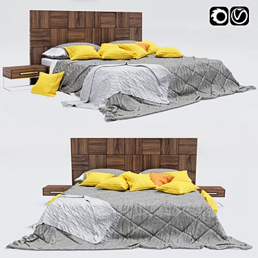 Elegant Modern Bed 3D model image 1 