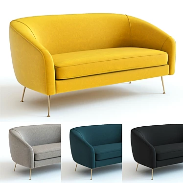 Stella Mid-Century Loveseat: High-Detailed 3D Model 3D model image 1 