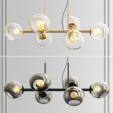 Staggered Glass Chandelier - 6 Light: Elegant Illumination 3D model image 1 