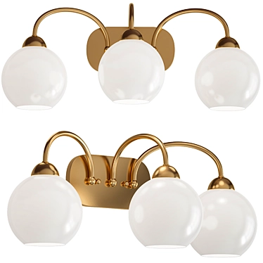 Vintage Gold 3-Light Bath Fixture 3D model image 1 