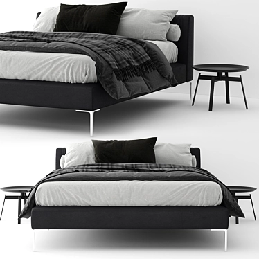 Modern Charles Bed & Maxalto Small Tables 3D model image 1 