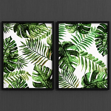 Modern Monstera Leaf Art Set 3D model image 1 