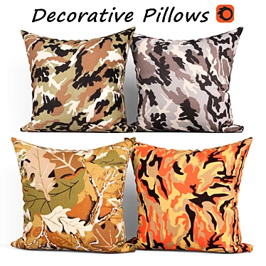 Camouflage Cotton Decorative Pillow Set 3D model image 1 