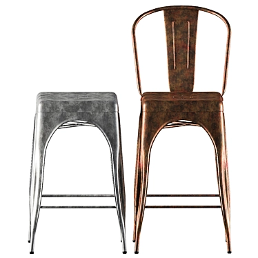 Tolix Bar Chair Set 3D model image 1 