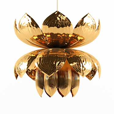 Brass Lotus Pendant: Elegant 40D x 40H cm 3D model image 1 