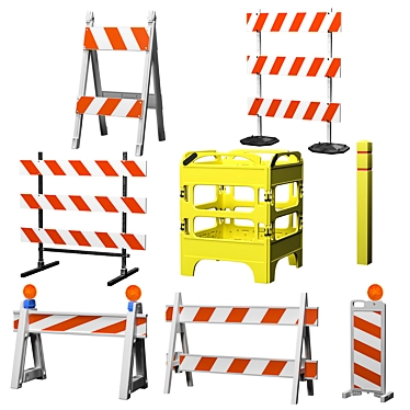 Safety Zone Traffic Barricade Set 3D model image 1 