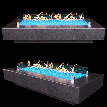 Sleek Fire Glass Modern Fireplace 3D model image 1 