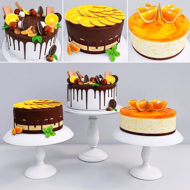 Zesty Orange Cake Collection 3D model image 1 