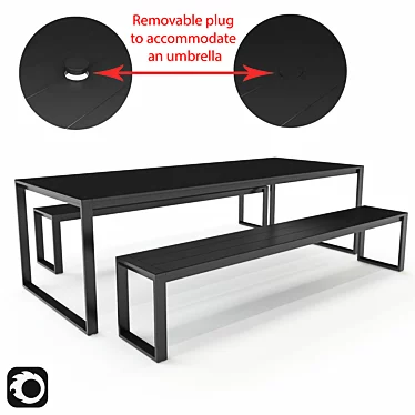 Eos Communal Set: Table + Bench 3D model image 1 