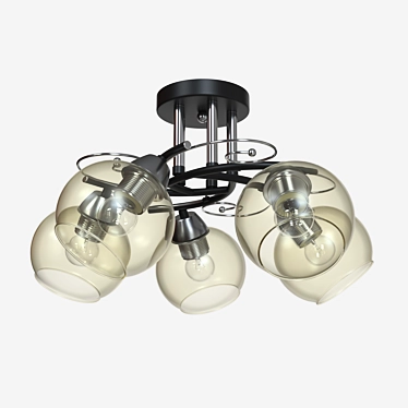 Sleek Metal and Glass Ceiling Chandelier 3D model image 1 