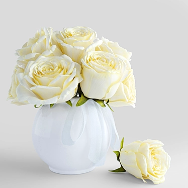 Elegant White Rose Bouquet 3D model image 1 