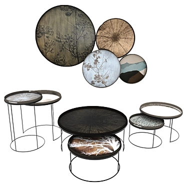 Notre Monde Tray Table Set 3D model image 1 