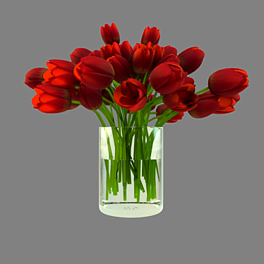 Elegant Red Rose Vase 3D model image 1 