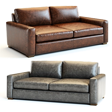 Luxurious Restoration Hardware Leather Sofa 3D model image 1 