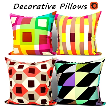 Winter Decor Pillows Set 3D model image 1 