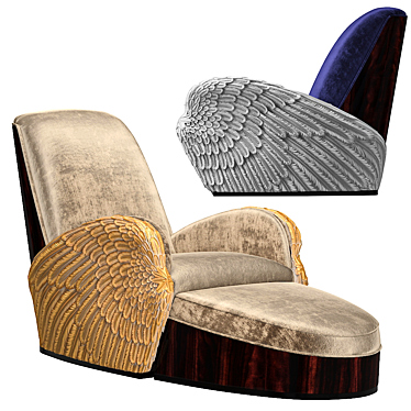 Gilded Angel Wing Chair: Luxurious Ottoman Armchair 3D model image 1 