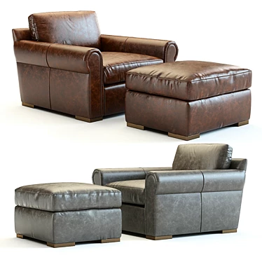 Restoration Hardware Lancaster Leather Armchair & Ottoman - High-Detailed 3D Model 3D model image 1 