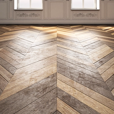 Elegant Oak Parquet Flooring 3D model image 1 