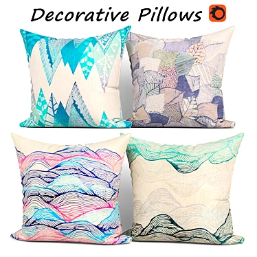 Elegant Decorative Pillow Set 3D model image 1 