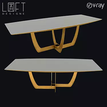 LoftDesigne 6828 - Wood, Glass, and Metal Table 3D model image 1 