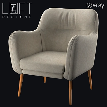 LoftDesigne 1670 Wooden Chair with Fabric Upholstery 3D model image 1 