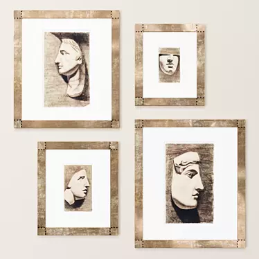 Title: Metal Framed 4-Piece Art Set 3D model image 1 