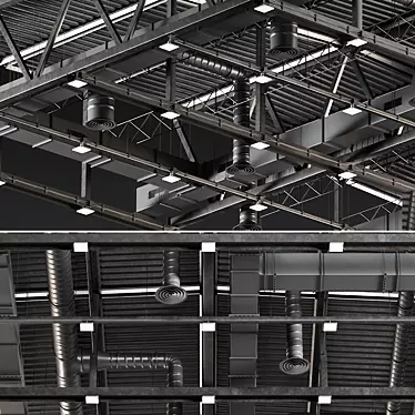 Sleek Black Ceiling Vent 3D model image 1 