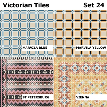 Victorian Tiles Set: Marvil Blue, Marvil Yellow, St Petersburg, Vienna 3D model image 1 