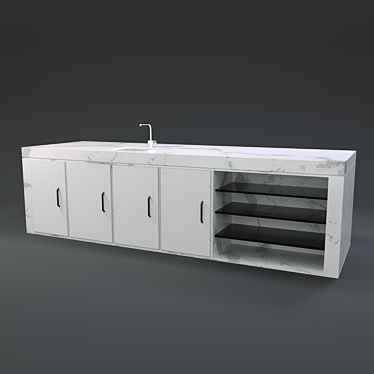 Tech Corner Kitchen: Modern & Functional 3D model image 1 