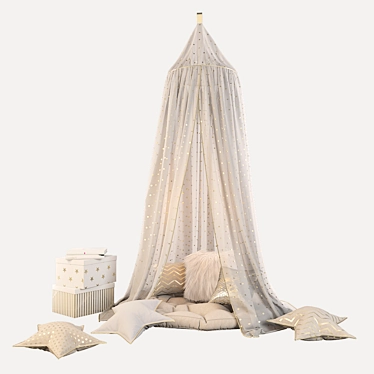 Scandinavian Golden Beige Children's Canopy 3D model image 1 