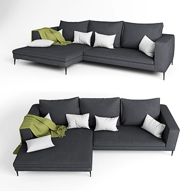 Modern Hugo Sectional Sofa: Ultimate Comfort & Style 3D model image 1 