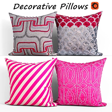 Elegant Decor Pillows Set 3D model image 1 