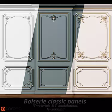 Classic Boiserie Wall Panels 3D model image 1 