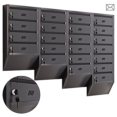 Sturdy Vertical Mailbox for Apartments 3D model image 1 