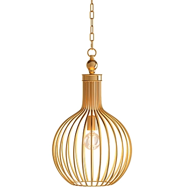 Elegant Gold Leaf Pendant 3D model image 1 