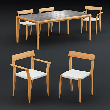 Modern Teka Dining Set - Luxury Design 3D model image 1 