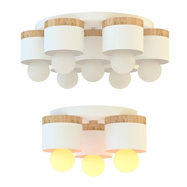 Scandinavian Wooden Chandelier 3D model image 1 